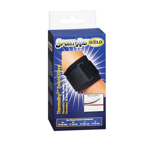 Sport Aid, Gold ThermaDry3 Tennis Elbow Black Medium, 1 Each