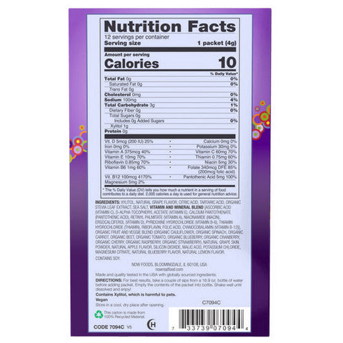 Now Foods, Slender Sticks Active, Grape 12 sticks
