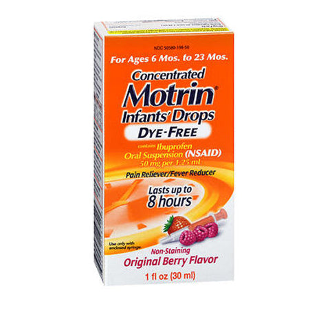 Motrin, Concentrated Dye-Free Infants Drops, 50 mg, Original Berry Flavor 1 oz