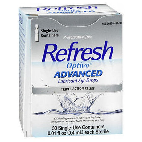 Refresh, Optive Advanced Lubricant Eye Drops Sensitive, Count of 30