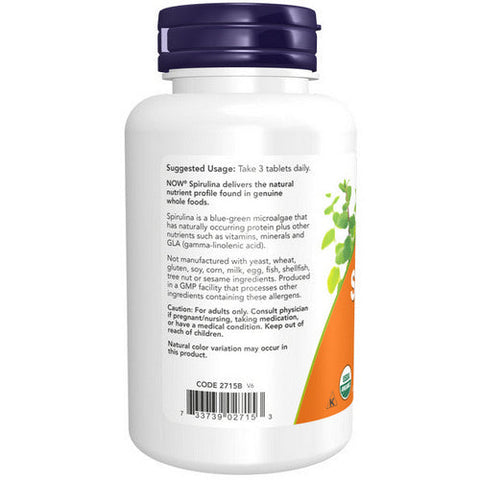 Now Foods, Organic Spirulina, 1000 mg, 120 Tabs
