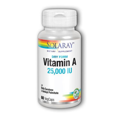 Solaray, Dry Form Vitamin A, 25,000 IU, 60 Caps