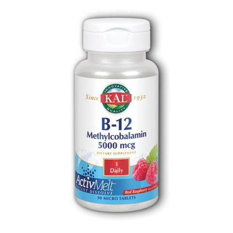 Kal, Ultra B-12 Methylcobalamin ActivMelt, 5,000 mcg, 90 Tabs