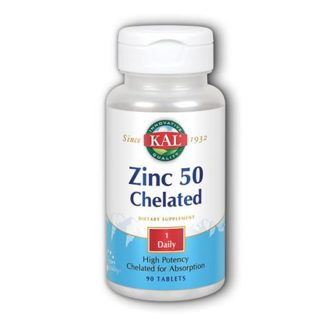 Kal, Zinc 50 Chelated, 90 Tabs
