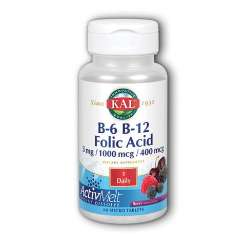 Kal, B-6 & B-12 Folic Acid ActivMelt, 60 Tabs