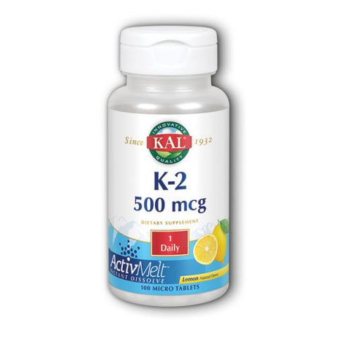 Kal, K-2 ActivMelt, 500 mcg, Lemon 100 Tabs