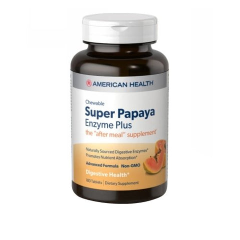 American Health, Super Papaya Enzyme Plus, 180 Chewable Wafers
