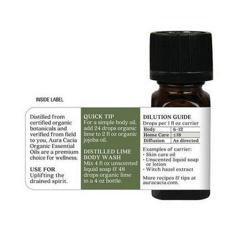 Aura Cacia, Organic Essential Oil, Lime 0.25 Oz
