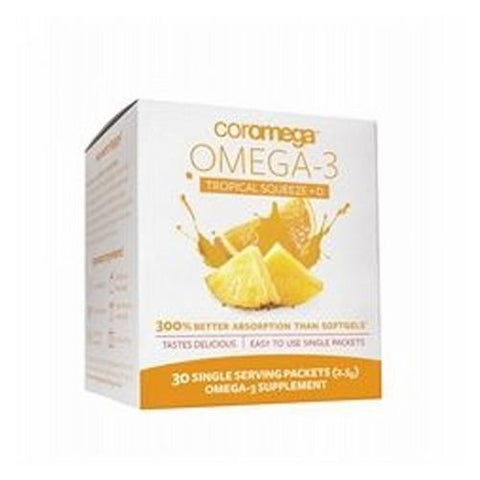 Coromega, Omega-3 Tropical Squeeze +D Tropical Orange, 120 Count