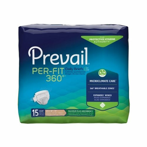 First Quality, Unisex Adult Incontinence Brief Prevail Per-Fit 360�� Tab Closure X-Large Disposable Heavy Absorbenc, Count of 15