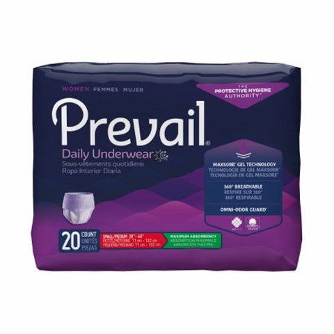 First Quality, Female Adult Absorbent Underwear Prevail For Women Daily Underwear Pull On with Tear Away Seams Sma, Count of 20