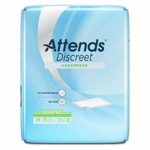 Attends, Underpad Attends Discreet 23 X 36 Inch Disposable Polymer Light Absorbency, 1 Pack