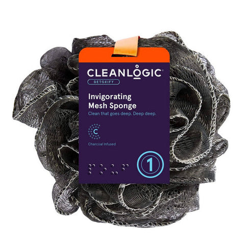 Charcoal Mesh Bath Sponge 1 Count by Clean Logic