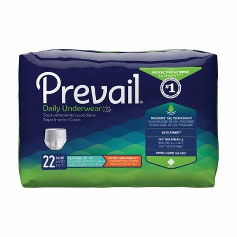 First Quality, Female Adult Absorbent Underwear Prevail Daily Underwear Pull On with Tear Away Seams Small (Youth), Pack Of 22