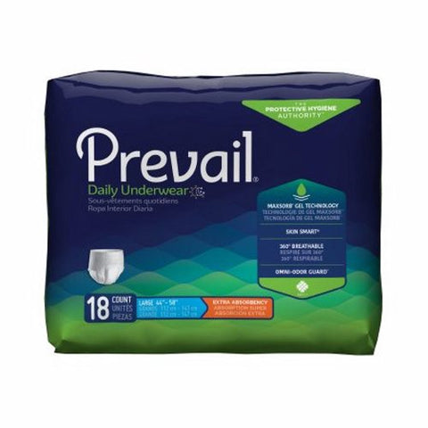 First Quality, Female Adult Absorbent Underwear Prevail Daily Underwear Pull On with Tear Away Seams Large Disposa, Pack Of 18