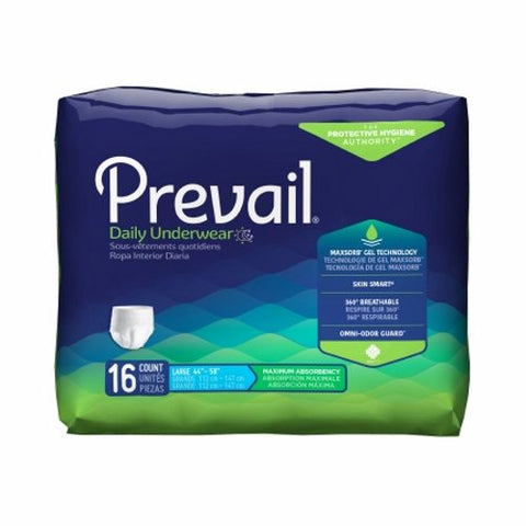 First Quality, Unisex Adult Absorbent Underwear Prevail Pull On with Tear Away Seams Large Disposable Heavy Absorb, Pack Of 16