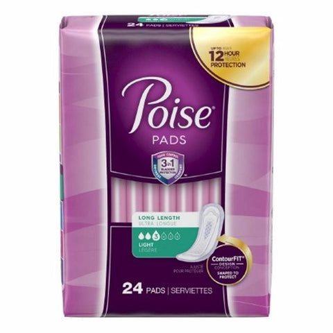 Kimberly Clark, Bladder Control Pad Poise Long Length Light Absorbency Absorb-Loc Core One Size Fits Most Adult Fe, Pack Of 24