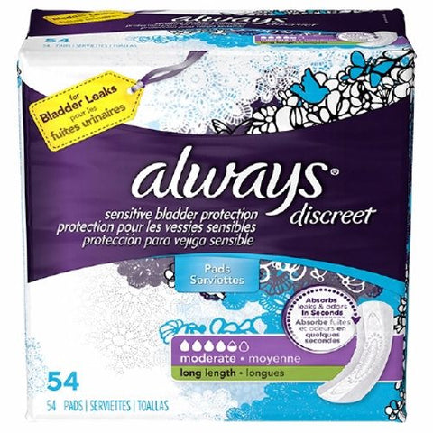 Always Discreet, Bladder Control Pad Always Discreet Moderate Absorbency DualLock Core One Size Fits Most Adult Fema, Case Of 3