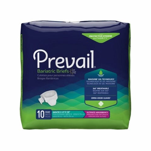 First Quality, Unisex Adult Incontinence Brief Prevail Bariatric Tab Closure Size B Disposable Heavy Absorbency, Count of 4