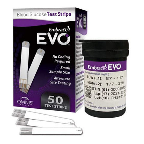 Embrace, Embrace Evo Blood Glucose Test Strips, 50 Count