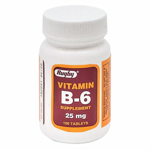 Rugby, Vitamin Supplement Rugby Vitamin B6 25 mg Strength Tablet 100 per Bottle, 25mg, 100