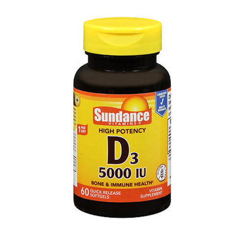 Sundance, Vitamins Vitamin D3 High Potency Softgels, 5000 IU, 60 Tabs