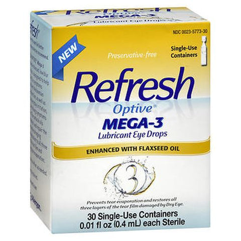 Refresh, Optive Mega-3 Lubricant Eye Drops with Flaxseed Oil, 30 Each