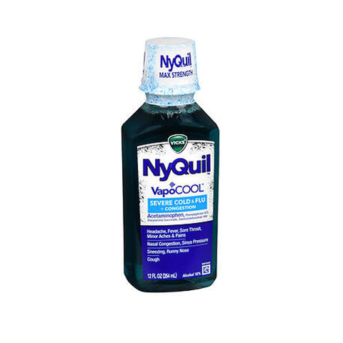 NyQuil, Severe+ Vapocool Cold & Flu Liquid, 12 Oz
