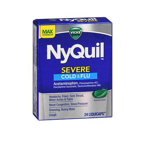 NyQuil, Severe Cold & Flu Liquicaps, 24 Caps
