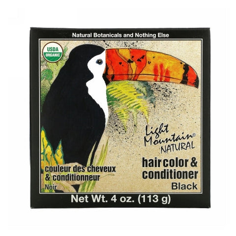 Light Mountain, Natural Hair Color and Conditioner, Black 4 Oz