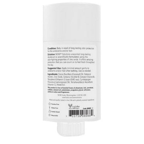 Now Foods, Long Lasting Deodorant Stick, Unscented 2.2 Oz
