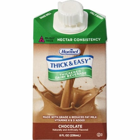 Thickened Beverage Thick & Easy 8 oz. Container Carton Chocolate Flavor Ready to Use Nectar Consist Case of 27 by Hormel