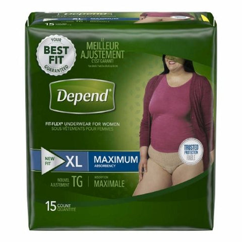 Kimberly Clark, Female Adult Absorbent Underwear Depend FIT-FLEX Pull On with Tear Away Seams X-Large Disposable H, Case Of 2