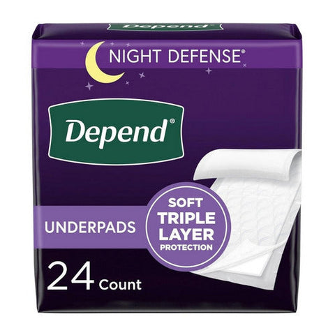 Kimberly Clark, Underpad Depend Bed Protectors One Size Fits Most Disposable Tri-Loc Moderate Absorbency, Count of 24