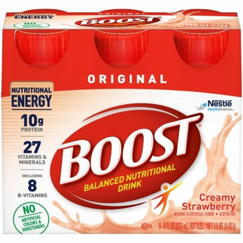 Nestle Healthcare Nutrition, Oral Supplement Boost Original Creamy Strawberry Flavor 8 oz. Container Bottle Ready to Use, Count of 24