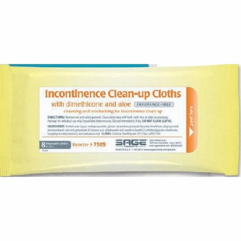 Sage, Incontinence Care Wipe Sage Soft Pack Dimethicone Unscented 8 Count, Count of 30