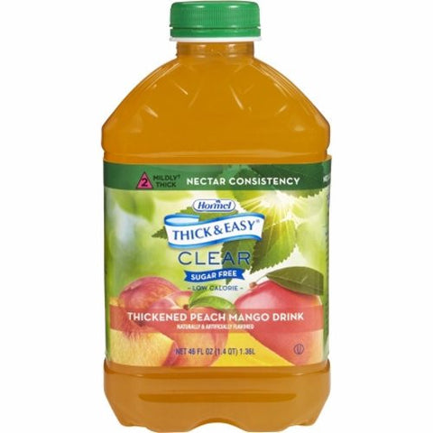 Thickened Beverage Thick & Easy Sugar Free 46 oz. Container Bottle Peach Mango Flavor Ready to Use Case of 6 by Hormel