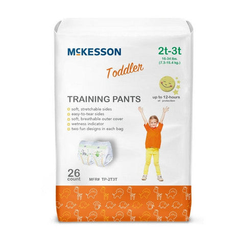McKesson, Unisex Toddler Training Pants McKesson Pull On with Tear Away Seams 2T to 3T Disposable Heavy Absorb, Count of 4