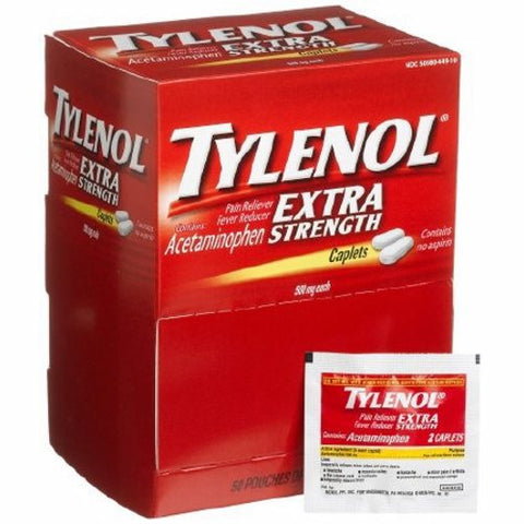 Pain Relief Tylenol 500 mg Strength Acetaminophen Caplet 50 per Box 50 Count by Tylenol