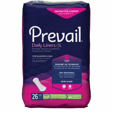 First Quality, Bladder Control Pad Prevail Daily Liner 7-1/2 Inch Length Light Absorbency Polymer Core Small Adult, Count of 312