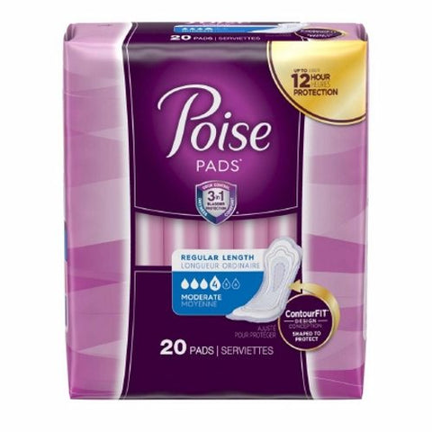 Poise, Bladder Control Pad Poise 10.9 Inch Length Moderate Absorbency Polyacrylate Core Regular Adult Fema, Case Of 6