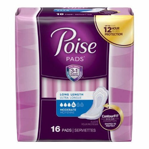 Poise, Bladder Control Pad Poise 12.4 Inch Length Moderate Absorbency Polymer Core Regular Adult Female Di, Case Of 6