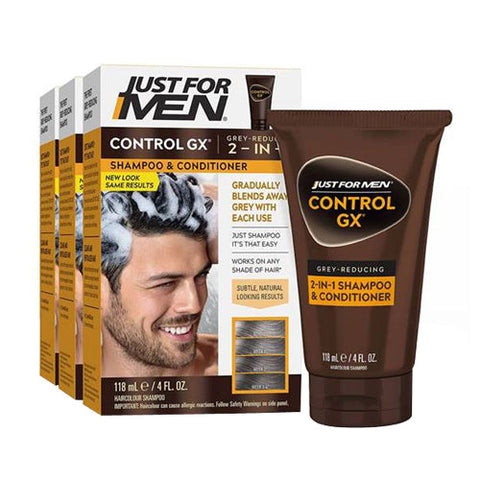 Just For Men, ControlGX Grey Reducing 2 In 1 Shampoo And Conditioner, 4 Oz