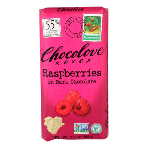 Chocolove, Dark Chocolate Bar Raspberries, 3.2 Oz