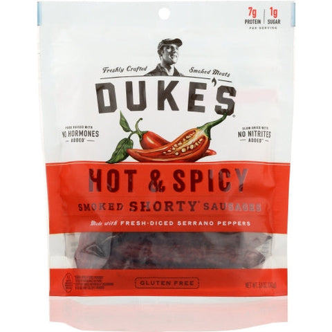 Dukes, Sausage Smkd Shrty Hot S, 5 Oz(Case Of 8)