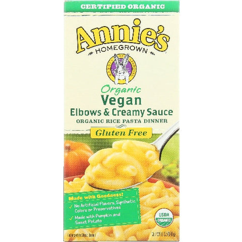 Annie's Homegrown, Organic Vegan Elbows And Creamy Pasta Sauce, 6 Oz