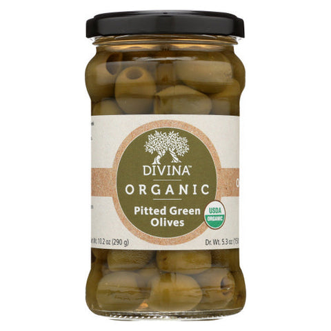Organic Pitted Green Olives Case of 6 X 5.3 Oz by Divina