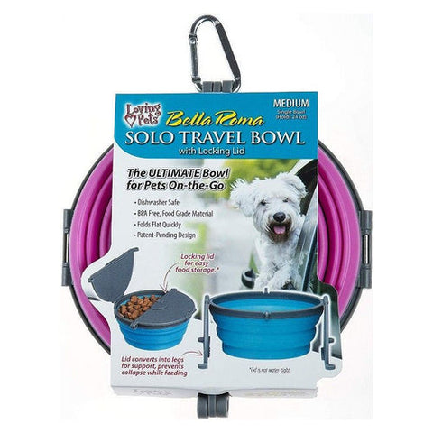 Loving Pets, Bella Roma Pink Travel Bowl, 1 count - Medium