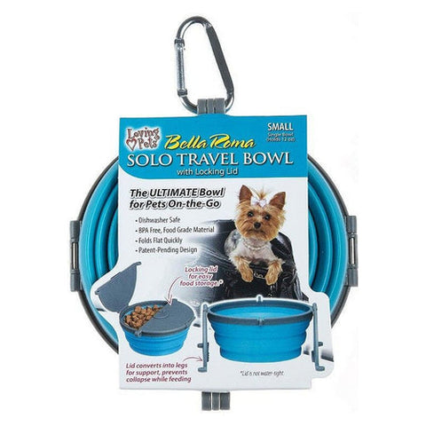 Loving Pets, Bella Roma Blue Travel Bowl, 1 count - Small