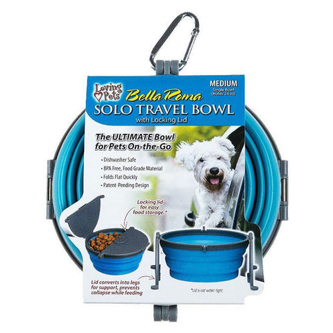 Loving Pets, Bella Roma Blue Travel Bowl, 1 count - Medium
